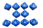 Dice Set of 10 x D10 Opaque Ten Sided Dice - Blue